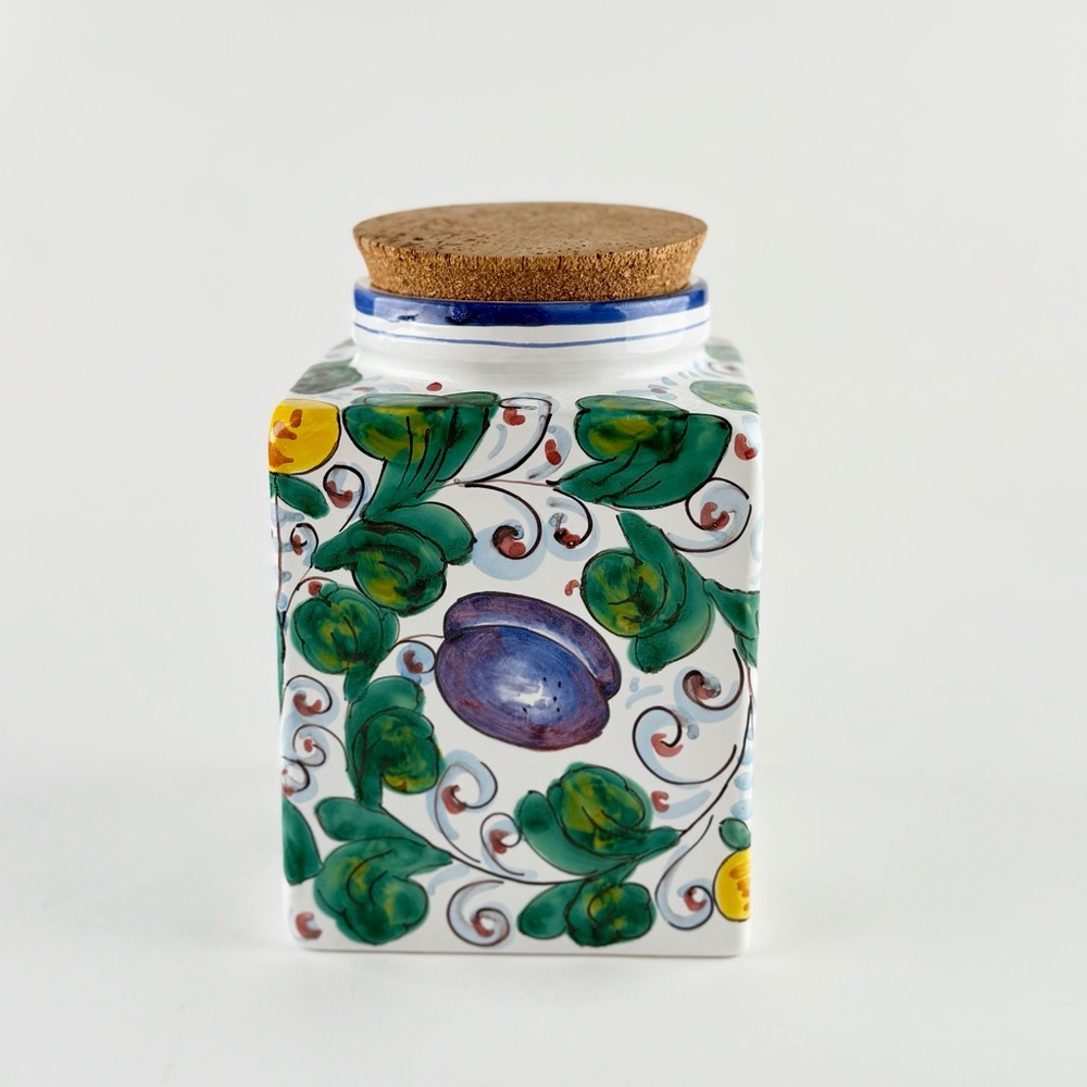 Cottura Hand Painted Italian Ceramic Canister with Original Cork Lid